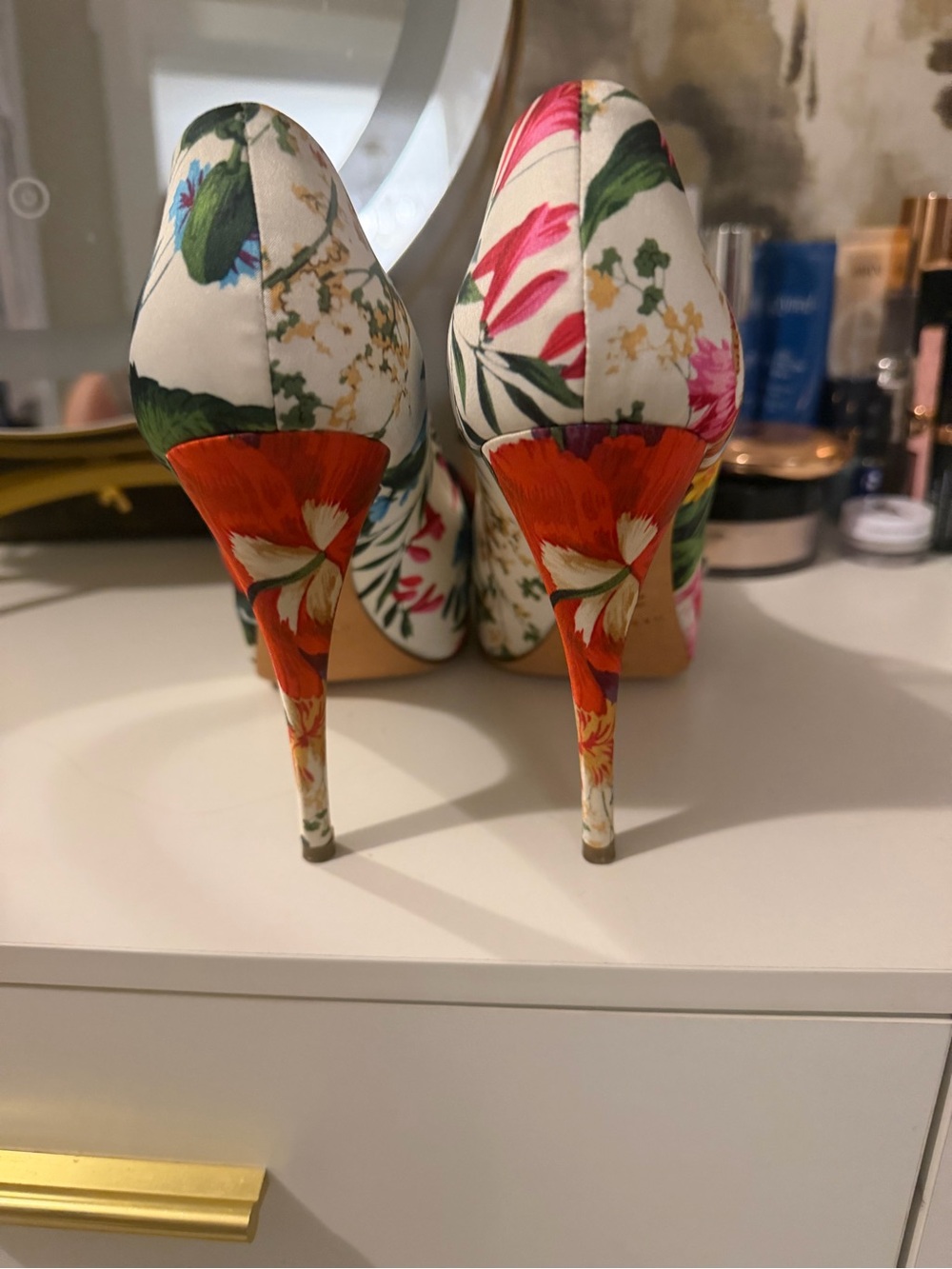 Dolce & Gabbana White Floral Peep-Toe Bow Heels - Picture 7 of 10